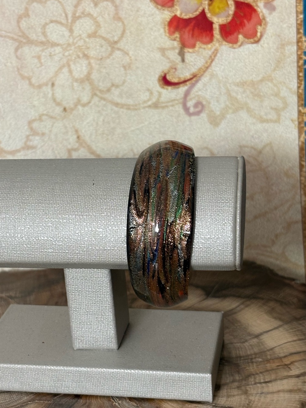 Dichroic Glass Multicolored Swirl Cuff Bracelet